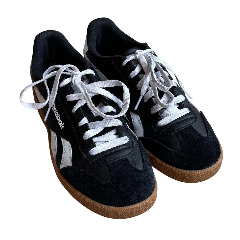 Reebok Smash Edge sneakers black & white leather suede gum sole mens US size 9M